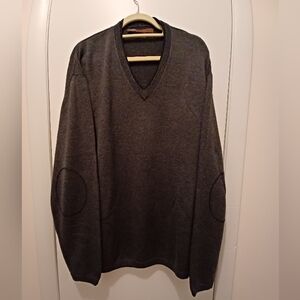 Perry Ellis Merino Wool Blend Grey  V-Neck Sweater- Size XXL